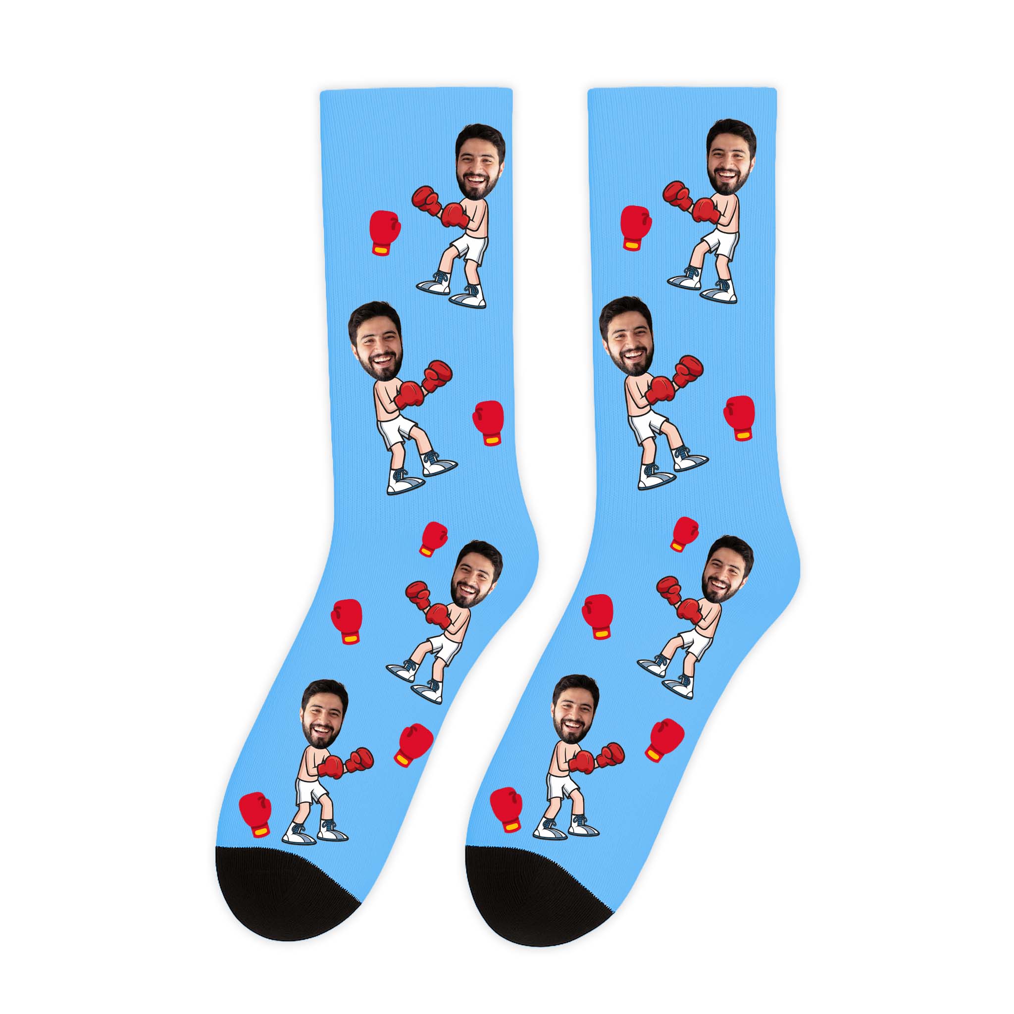 גרביים עם פרצוף למתאגרף בעיצוב אישי במגוון צבעים - מתנה מצחיקה לגבר שוגיס