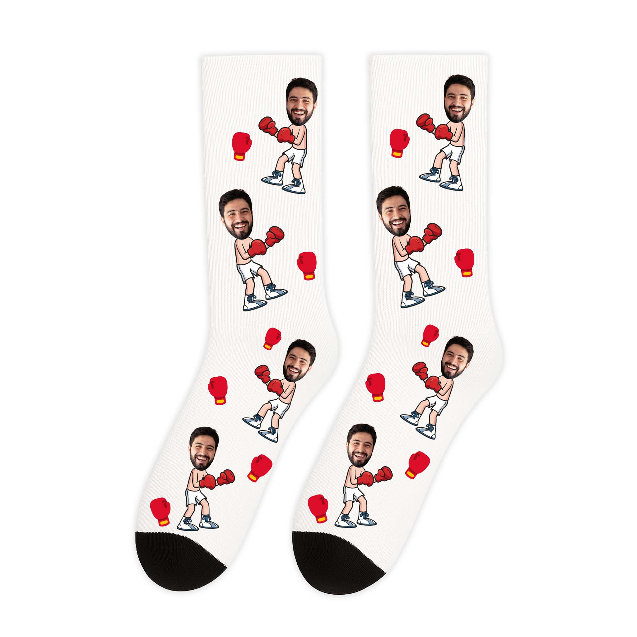 גרביים עם פרצוף למתאגרף בעיצוב אישי במגוון צבעים - מתנה מצחיקה לגבר שוגיס