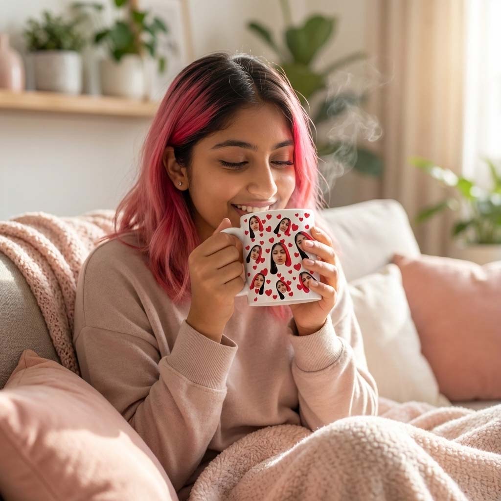 ספל עם תמונה ולבבות שוגיס