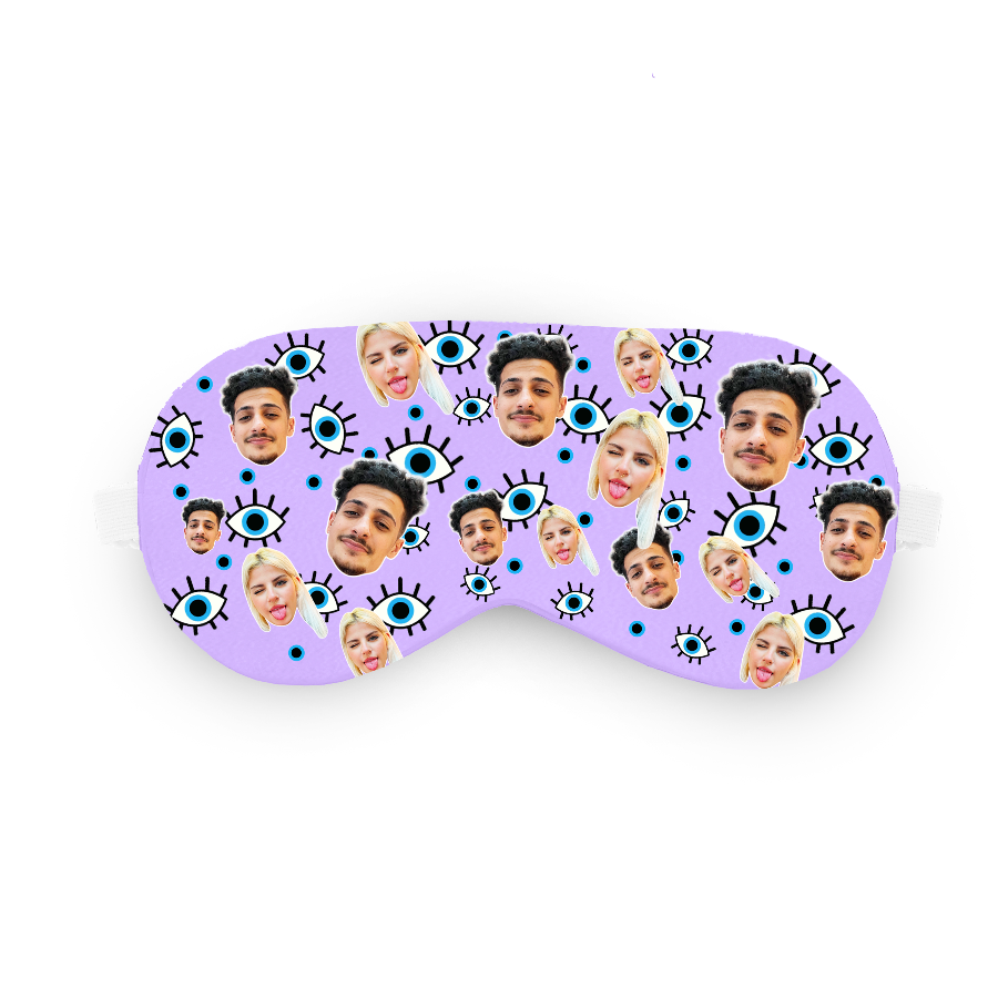 כיסוי עיניים טפו טפו טפו עם פרצוף בעיצוב אישי - מתנה נגד עין הרע שוגיס
