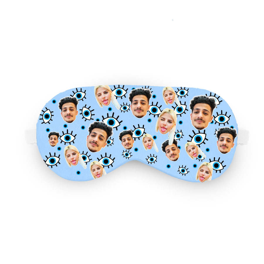 כיסוי עיניים טפו טפו טפו עם פרצוף בעיצוב אישי - מתנה נגד עין הרע שוגיס