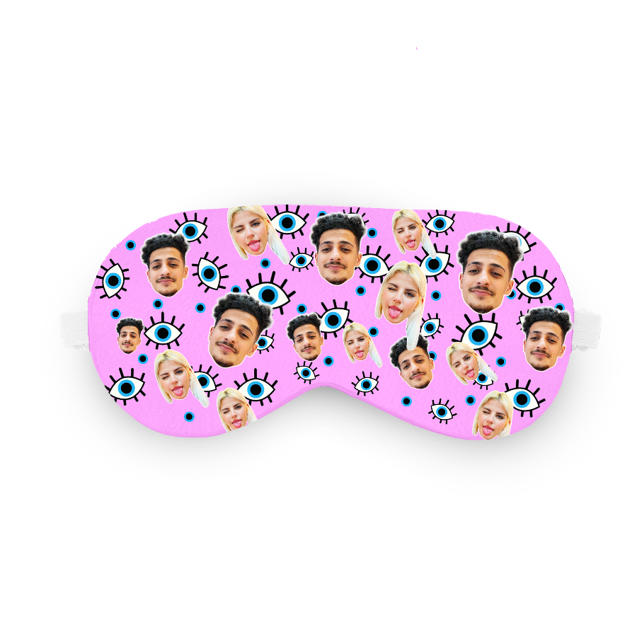 כיסוי עיניים טפו טפו טפו עם פרצוף בעיצוב אישי - מתנה נגד עין הרע שוגיס